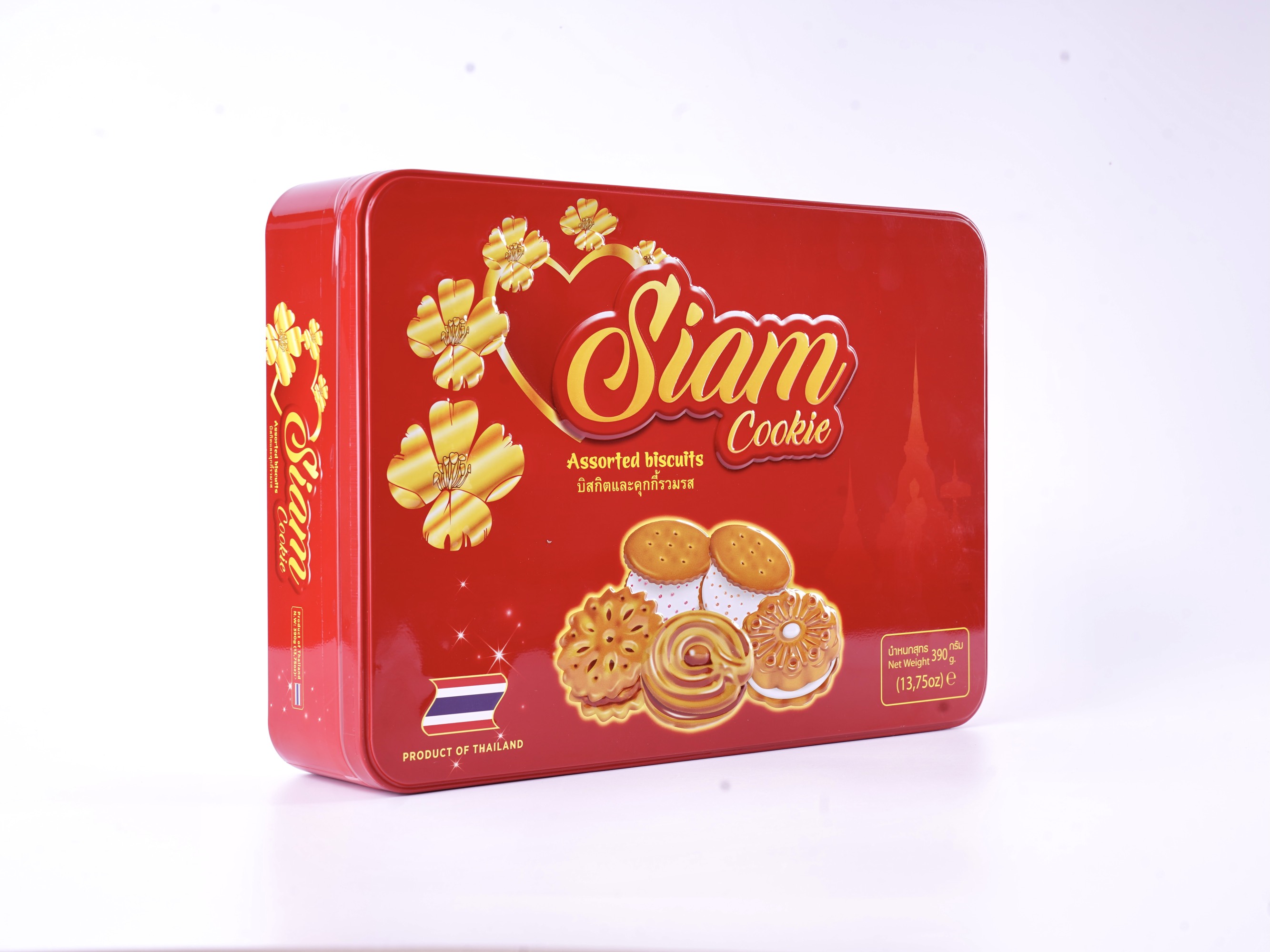 Bánh quy Siam mix các vị 390g - Hộp chữ nhật Màu đỏ